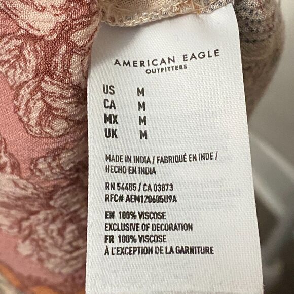 AE Boho Patterned Tassel Balloon Sleeve Peasant Peplum Top Sz M Festival Artsy - Picture 12 of 12